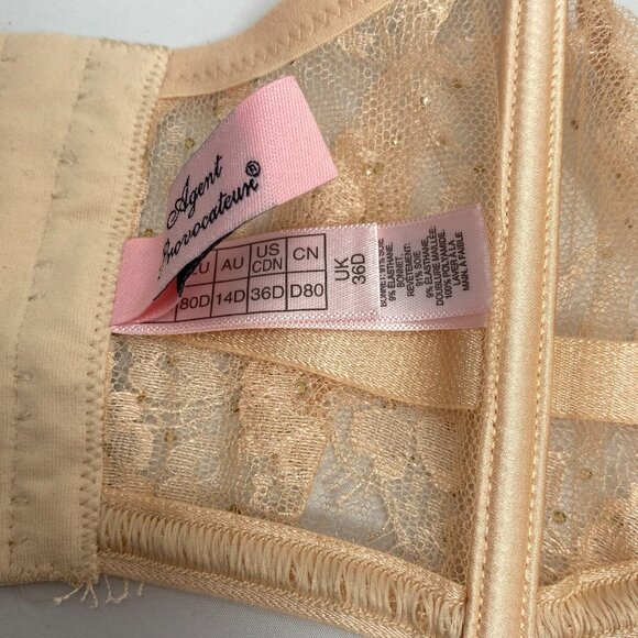 Agent Provocateur Davinah Nude Swarowski 36D/4 Set New - Picture 14 of 16